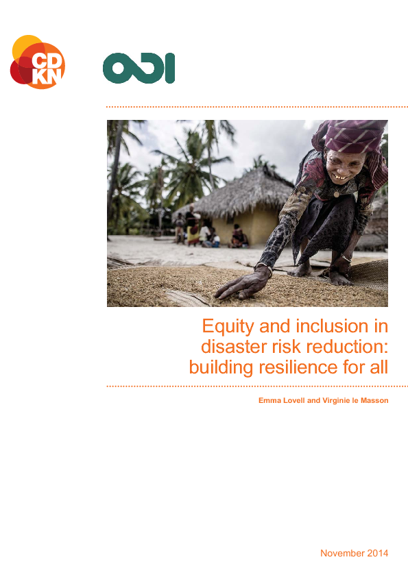 WORKING PAPER Equity And Inclusion In Disaster Risk Reduction