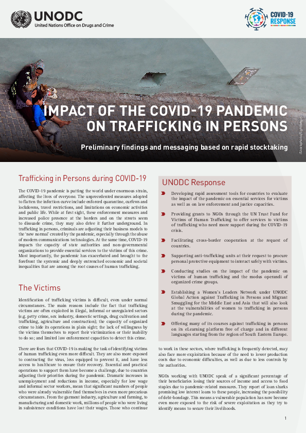 Impact Of The COVID-19 Pandemic On Trafficking In Persons: Preliminary ...