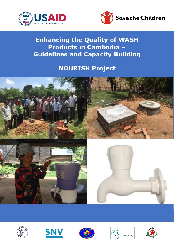 NOURISH Enhancing the Quality of Water, Sanitation, and Hygiene (WASH) Products in Cambodia: Guidelines and capacity building