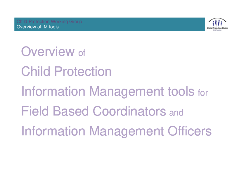 Overview of Child Protection Information Management Tools for Field