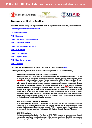 Overview of IYCF-E Staffing