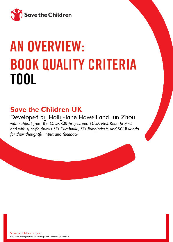 An Overview Book quality criteria tool Save the Children’s Resource