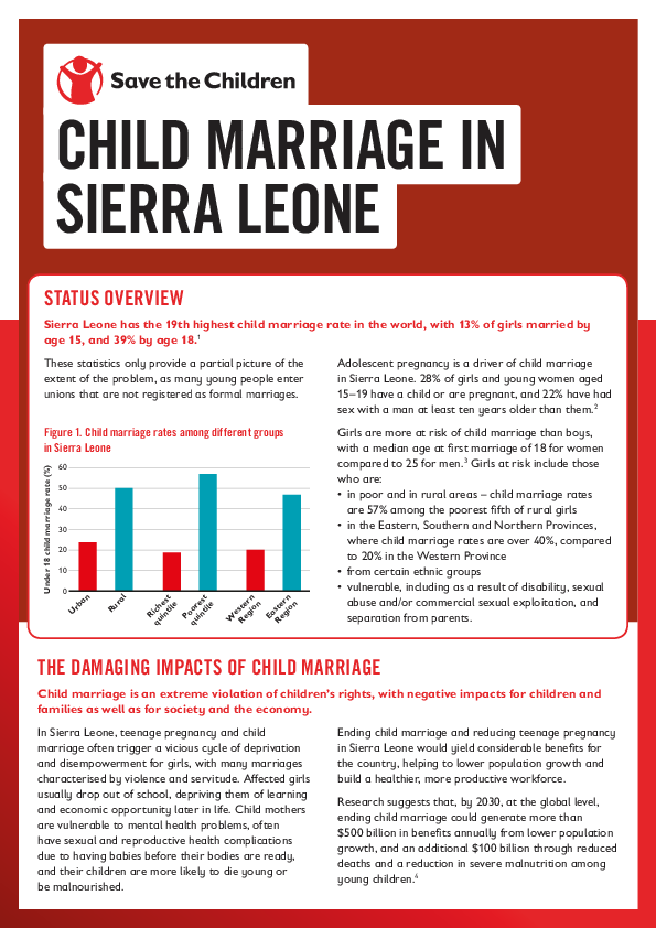 Child Marriage in Sierra Leone | Save the Children’s Resource Centre