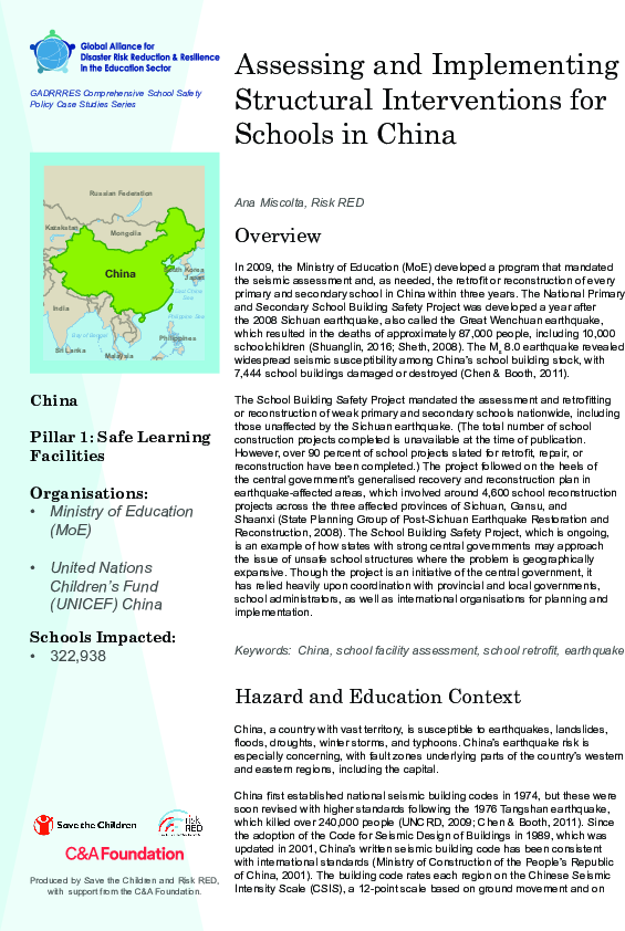 Comprehensive School Safety (CSS) Policy Case Study: Assessing and ...