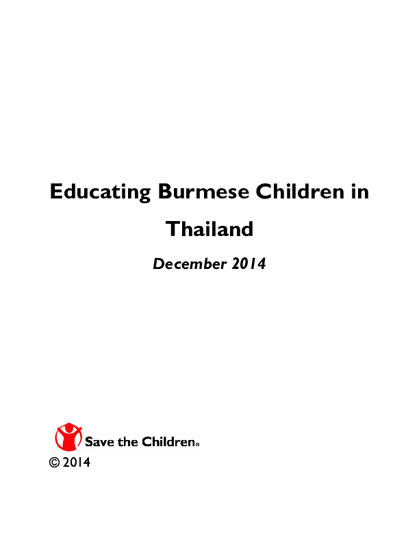 Educating Burmese Children in Thailand